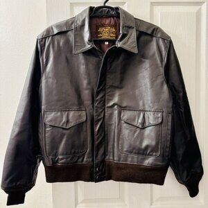 VTG 1980s Excelled USAF A-2 Military Flight Leather Jacket XL Brown Made In USA